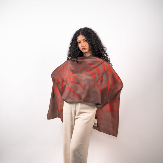 Wine eucalyptus  mulberry silk stole scarf