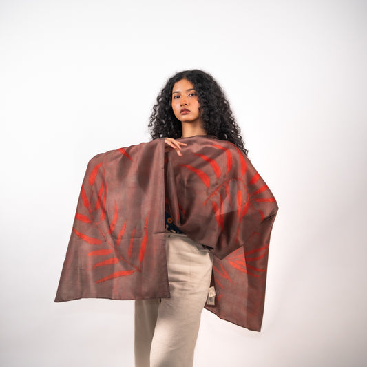 Wine eucalyptus  mulberry silk stole scarf