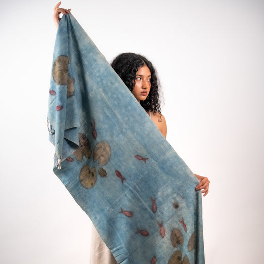 Lotus pond Eri silk stole scarf