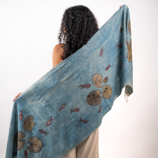 Lotus pond Eri silk stole scarf