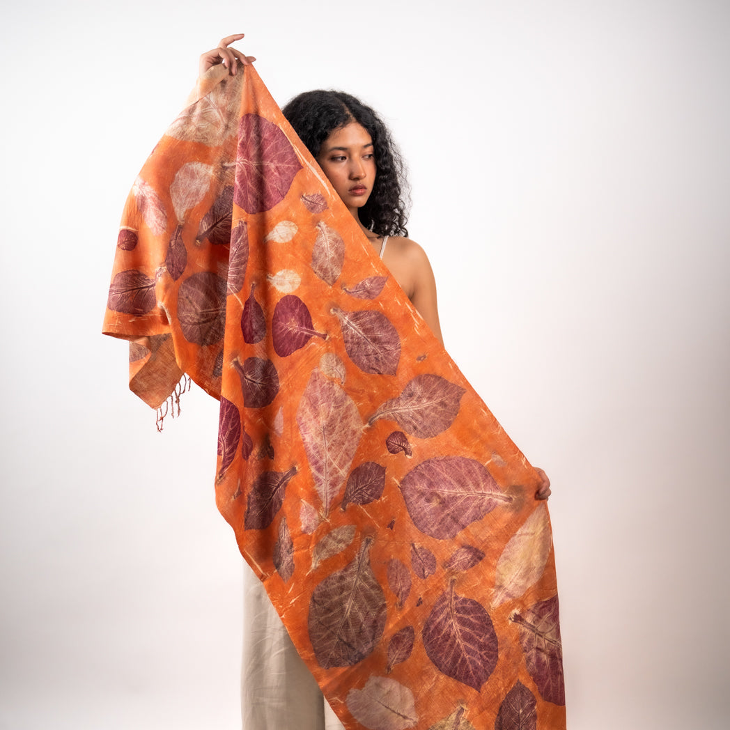 Peach Eri silk stole scarf