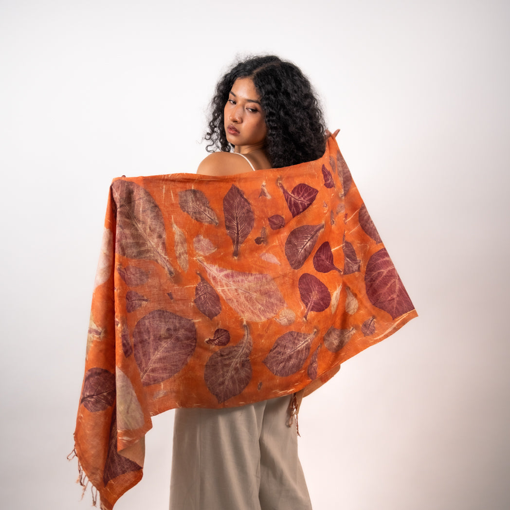 Peach Eri silk stole scarf