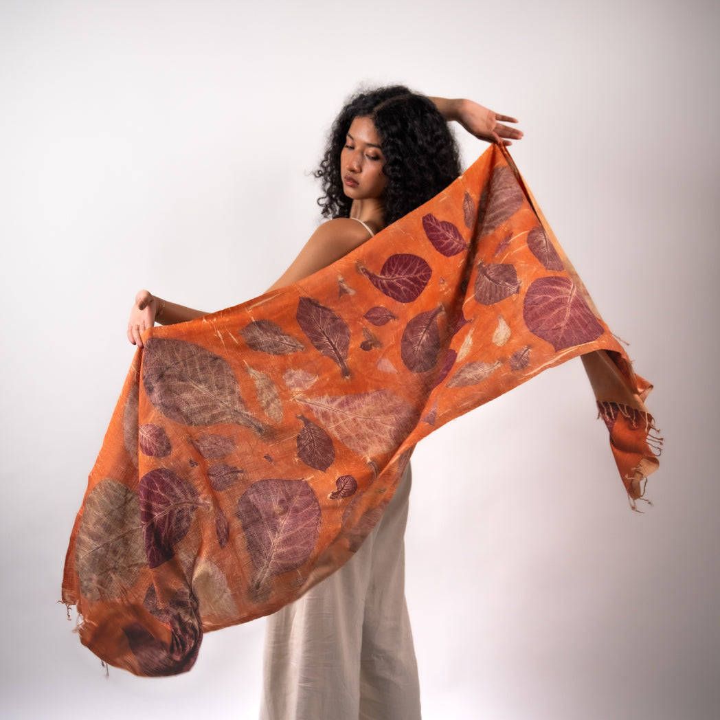 Peach Eri silk stole scarf