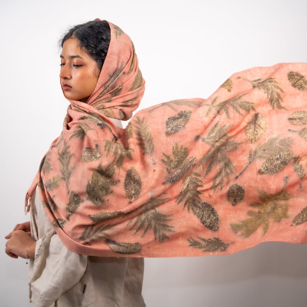 Blush Eri silk stole scarf