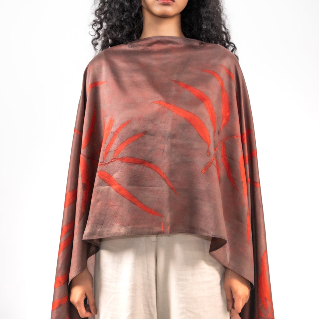 Wine eucalyptus  mulberry silk stole scarf