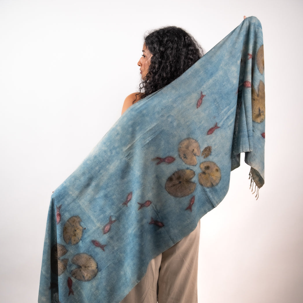 Lotus pond Eri silk stole scarf