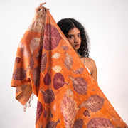 Peach Eri silk stole scarf