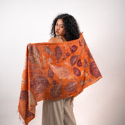 Peach Eri silk stole scarf