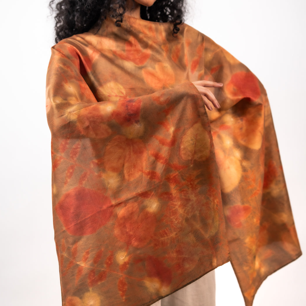 Tan Mulberry silk stole scarf