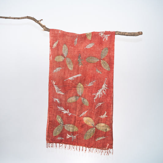 Crimson Eri Silk stole scarf