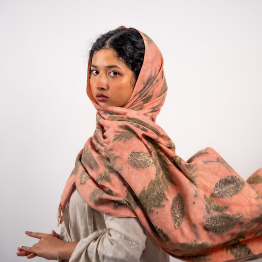 Blush Eri silk stole scarf